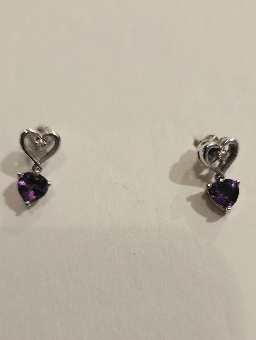 10k White Gold Amethyst Pendant and Earrings